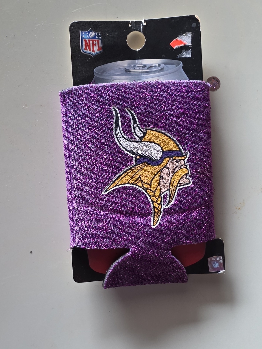 NFL Minnesota Vikings Glitter Can Koozie in Purple and Gold